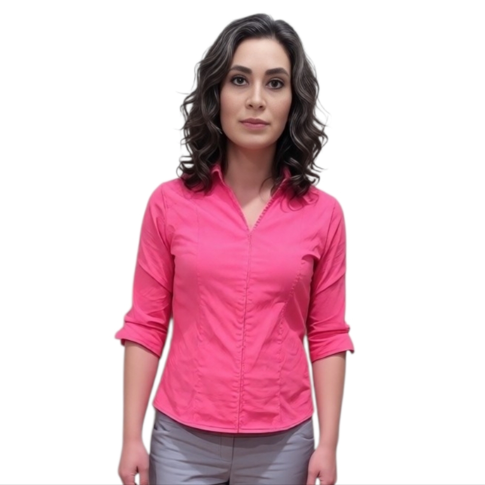 Cleo Pink Zip Up Blouse